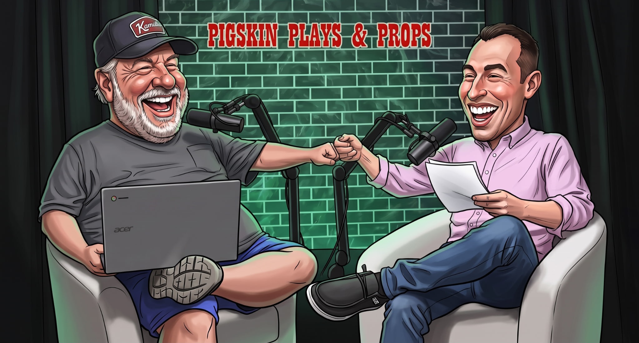 Kenny Britt and Rob Kendall recording Pigskin Plays and Props